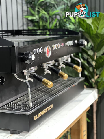 LA MARZOCCO LINEA PB 3 GROUP BLACK W/ GOLD PESADOS ESPRESSO COFFEE MACHINE