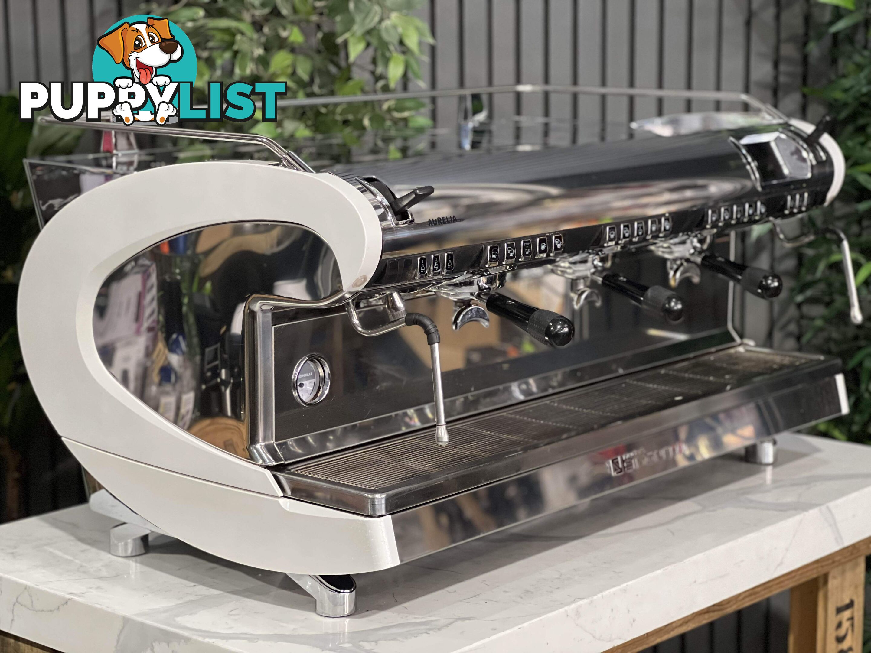 NUOVA SIMONELLI AURELIA WAVE VOLUMETRIC 3 GROUP WHITE & STAINLESS ESPRESSO COFFEE MACHINE CAFE