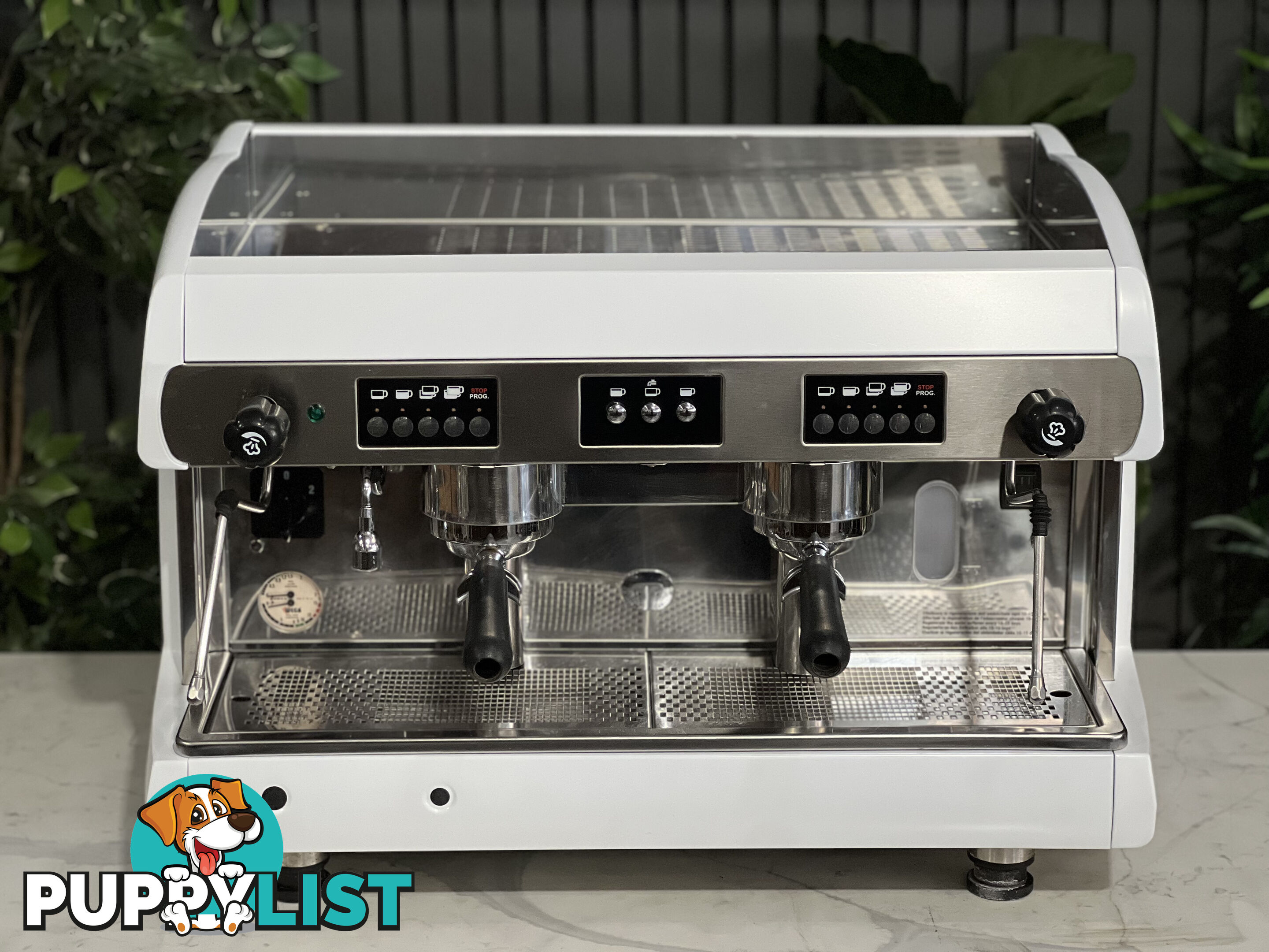 WEGA POLARIS 2 GROUP ESPRESSO COFFEE MACHINE LOW CUP WHITE COMMERCIAL CAFE