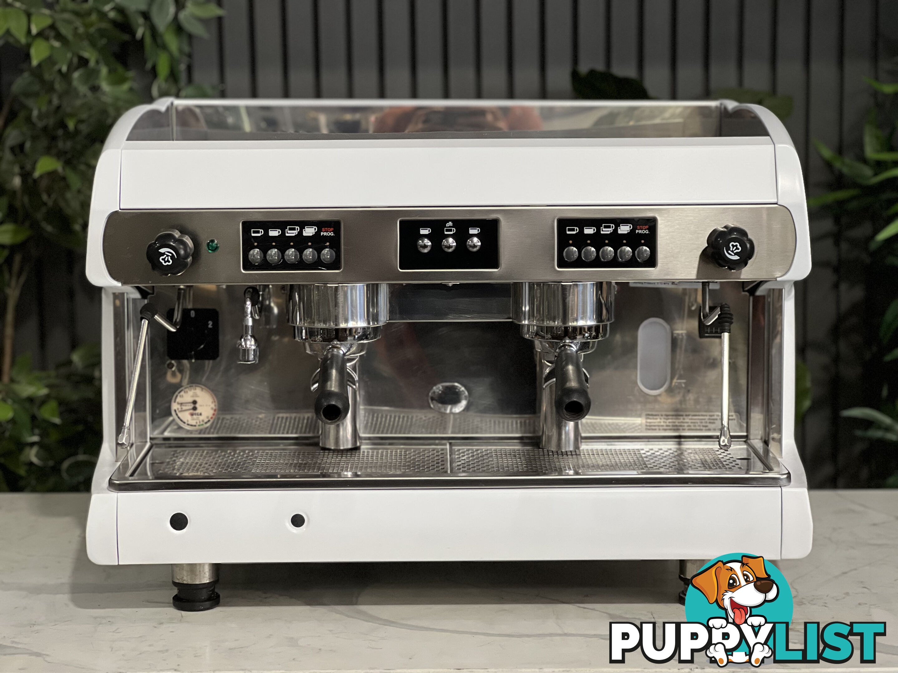 WEGA POLARIS 2 GROUP ESPRESSO COFFEE MACHINE LOW CUP WHITE COMMERCIAL CAFE