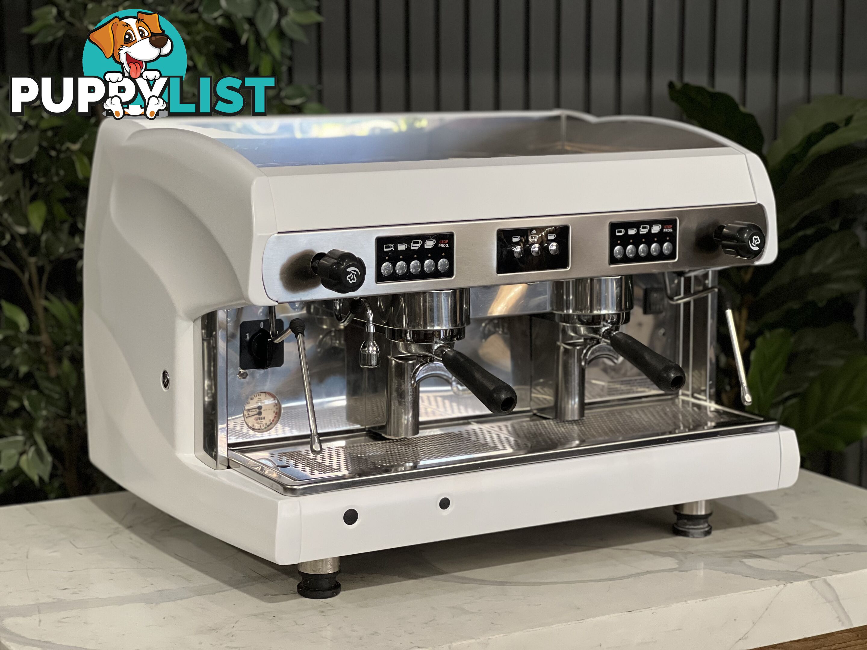 WEGA POLARIS 2 GROUP ESPRESSO COFFEE MACHINE LOW CUP WHITE COMMERCIAL CAFE