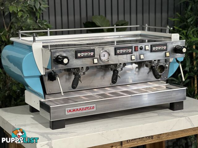 LA MARZOCCO FB70 3 GROUP ESPRESSO COFFEE MACHINE BLUE & WHITE CAFE COMMERCIAL BARISTA RESTAURANT