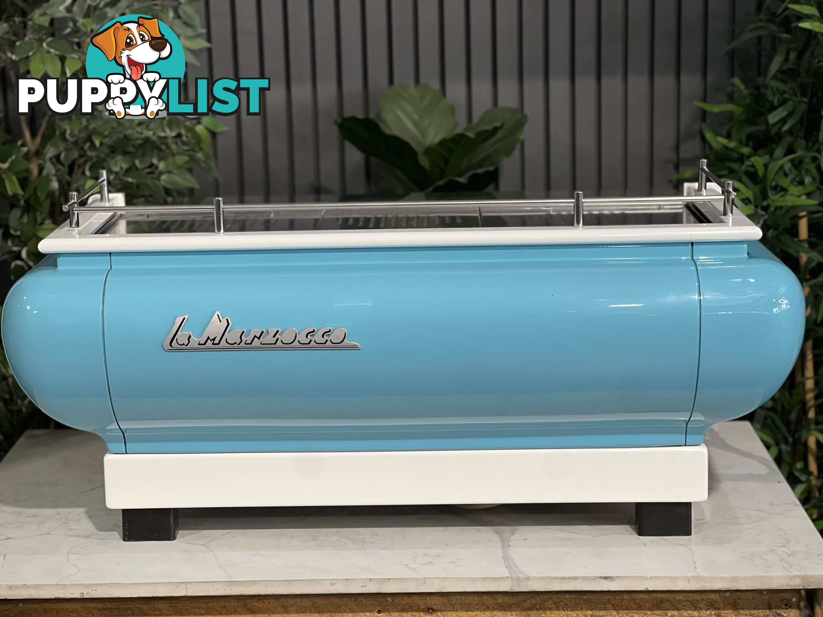 LA MARZOCCO FB70 3 GROUP ESPRESSO COFFEE MACHINE BLUE & WHITE CAFE COMMERCIAL BARISTA RESTAURANT