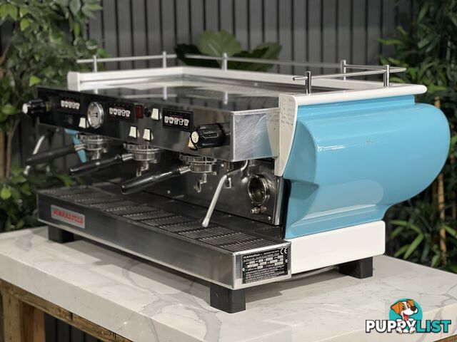 LA MARZOCCO FB70 3 GROUP ESPRESSO COFFEE MACHINE BLUE & WHITE CAFE COMMERCIAL BARISTA RESTAURANT