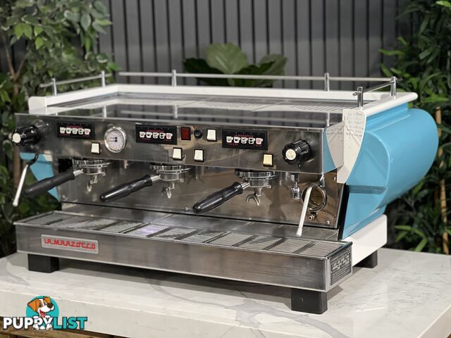 LA MARZOCCO FB70 3 GROUP ESPRESSO COFFEE MACHINE BLUE & WHITE CAFE COMMERCIAL BARISTA RESTAURANT