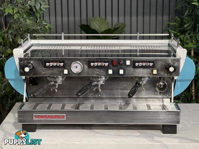 LA MARZOCCO FB70 3 GROUP ESPRESSO COFFEE MACHINE BLUE & WHITE CAFE COMMERCIAL BARISTA RESTAURANT