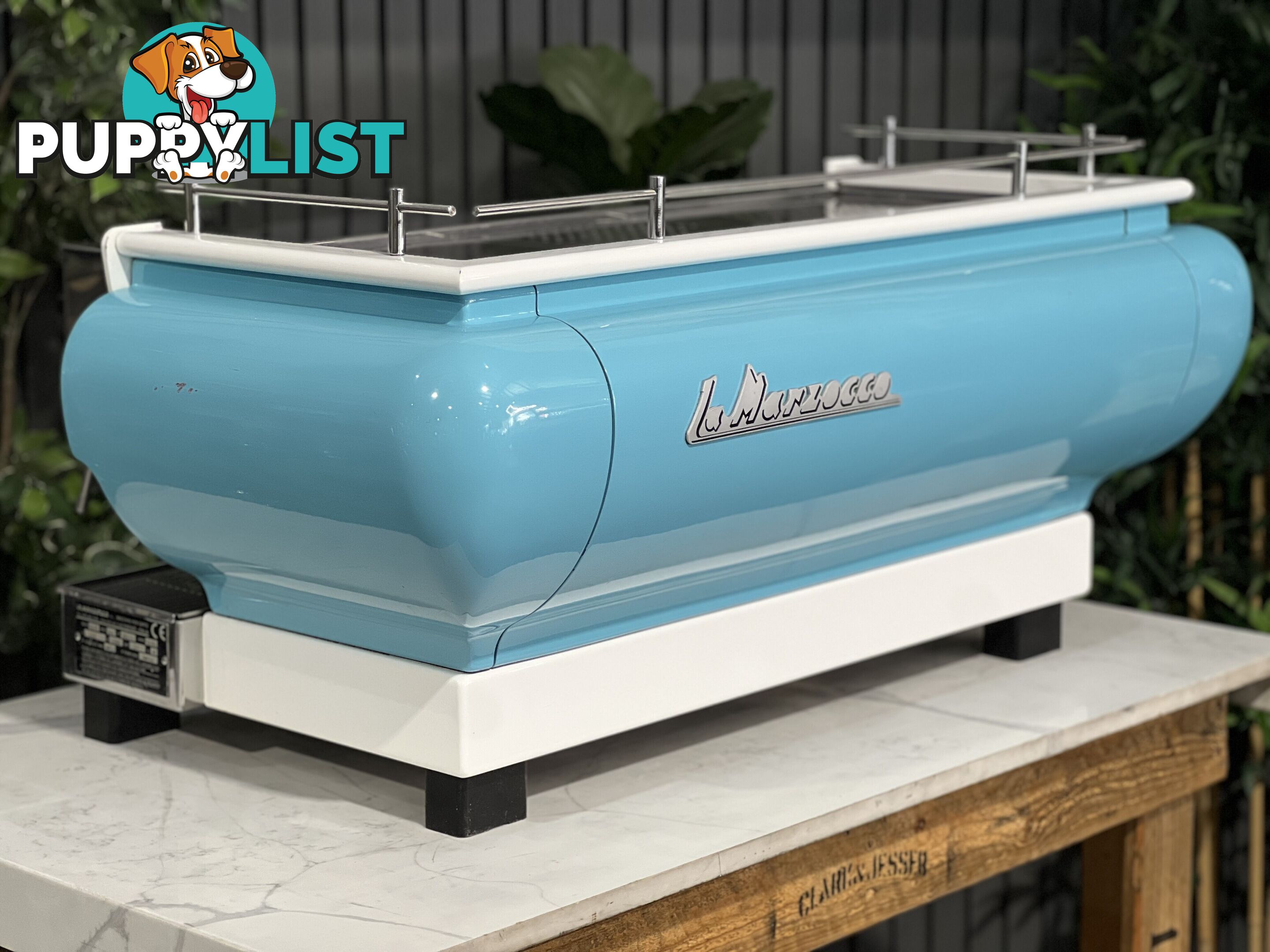 LA MARZOCCO FB70 3 GROUP ESPRESSO COFFEE MACHINE BLUE & WHITE CAFE COMMERCIAL BARISTA RESTAURANT