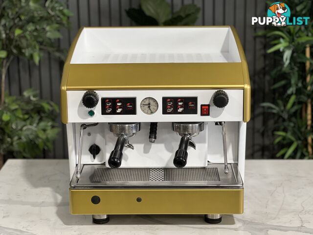 WEGA ATLAS COMPACT 2 GROUP ESPRESSO COFFEE MACHINE WHITE & GOLD