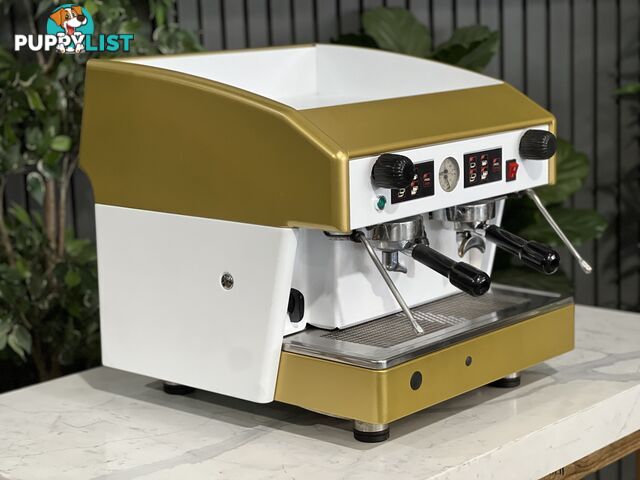 WEGA ATLAS COMPACT 2 GROUP ESPRESSO COFFEE MACHINE WHITE & GOLD