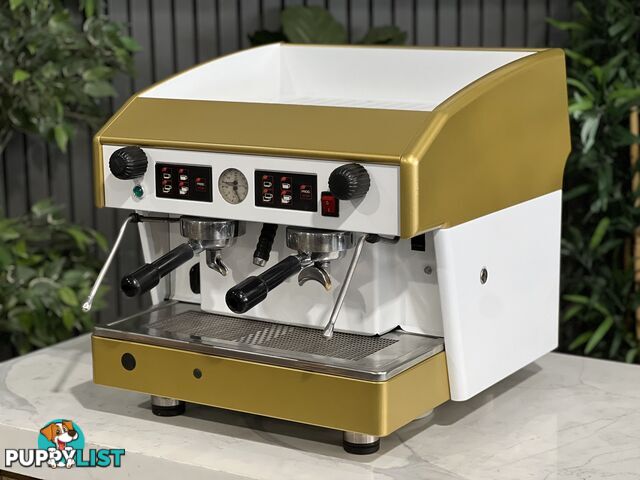 WEGA ATLAS COMPACT 2 GROUP ESPRESSO COFFEE MACHINE WHITE & GOLD