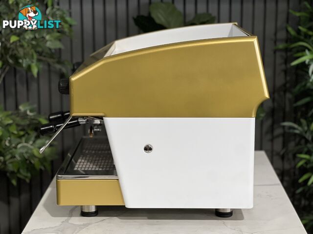 WEGA ATLAS COMPACT 2 GROUP ESPRESSO COFFEE MACHINE WHITE & GOLD