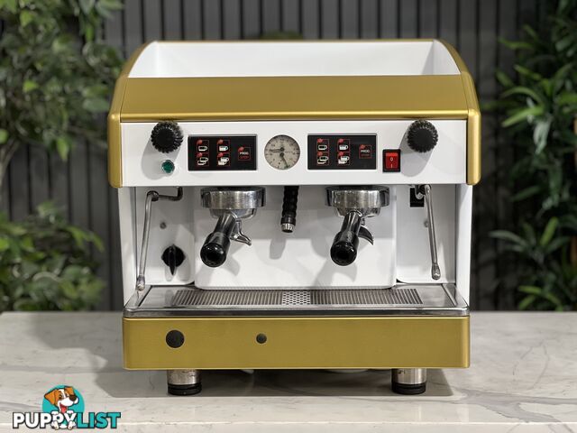 WEGA ATLAS COMPACT 2 GROUP ESPRESSO COFFEE MACHINE WHITE & GOLD