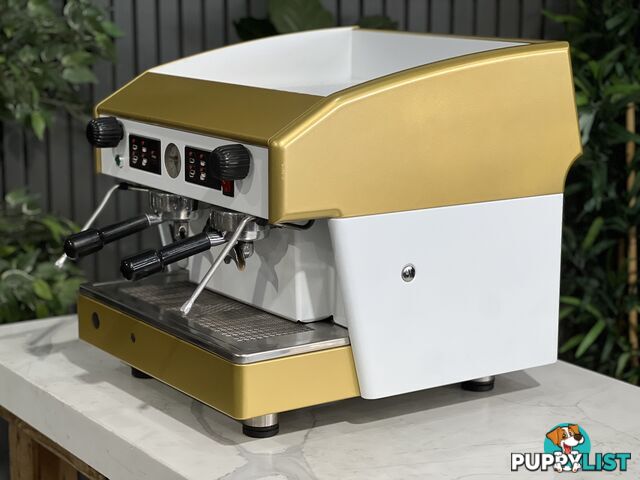 WEGA ATLAS COMPACT 2 GROUP ESPRESSO COFFEE MACHINE WHITE & GOLD