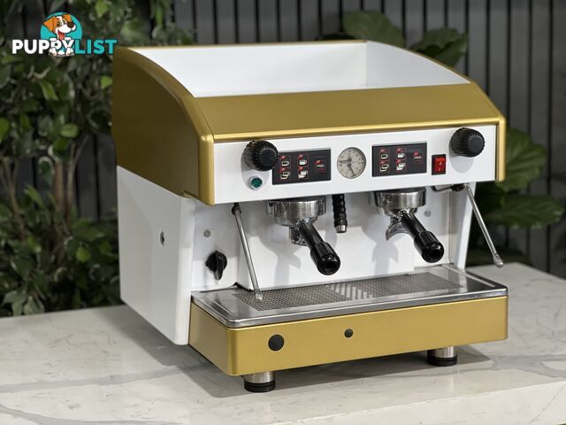 WEGA ATLAS COMPACT 2 GROUP ESPRESSO COFFEE MACHINE WHITE & GOLD