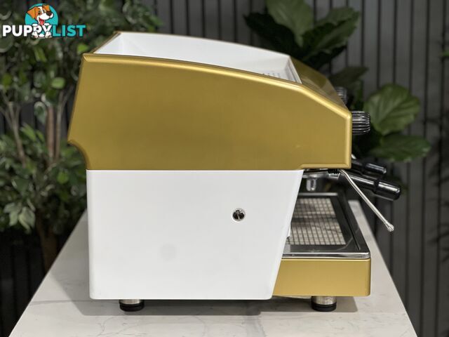 WEGA ATLAS COMPACT 2 GROUP ESPRESSO COFFEE MACHINE WHITE & GOLD