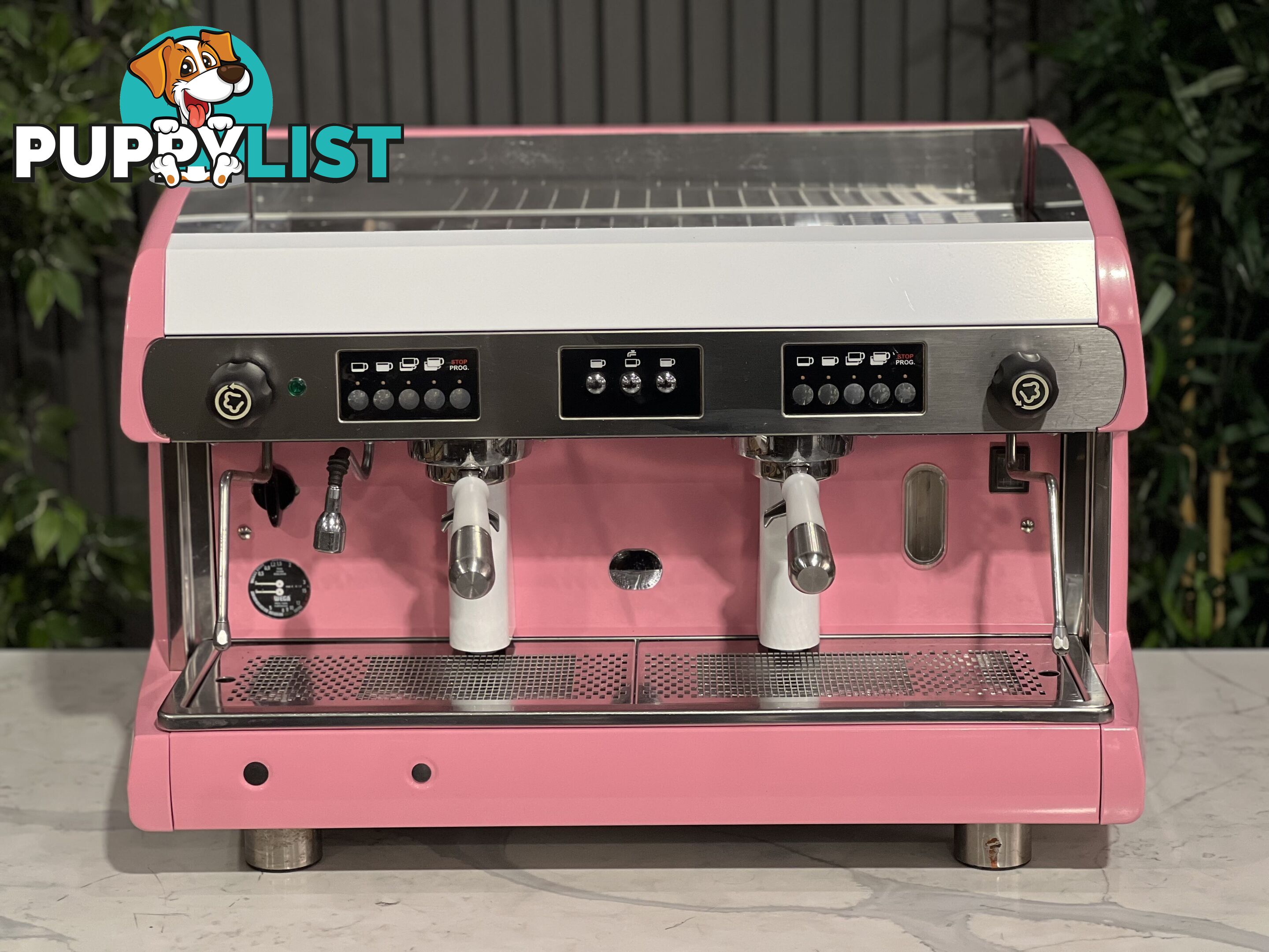 WEGA POLARIS 2 GROUP ESPRESSO COFFEE MACHINE HIGH CUP PINK & WHITE