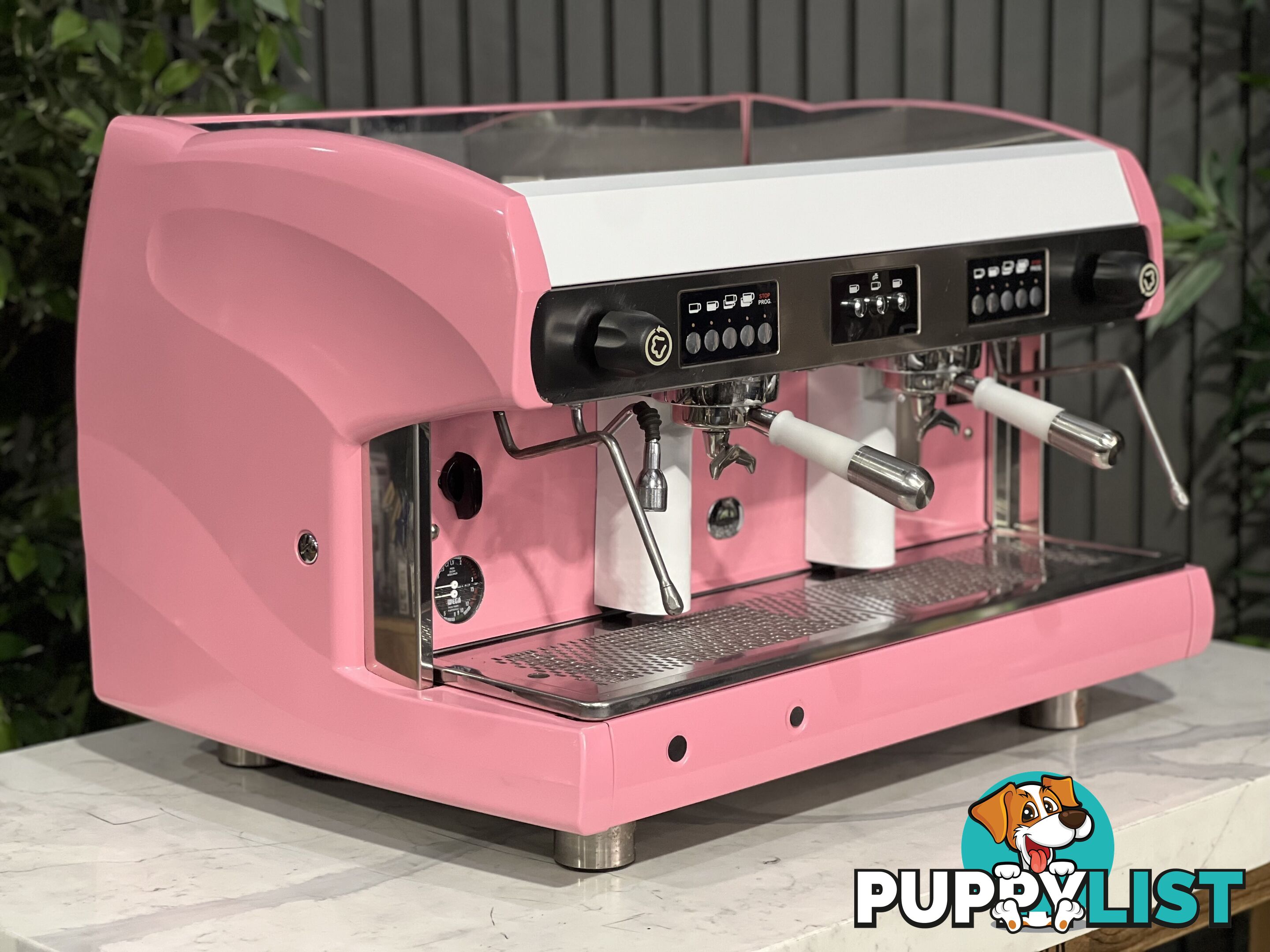 WEGA POLARIS 2 GROUP ESPRESSO COFFEE MACHINE HIGH CUP PINK & WHITE