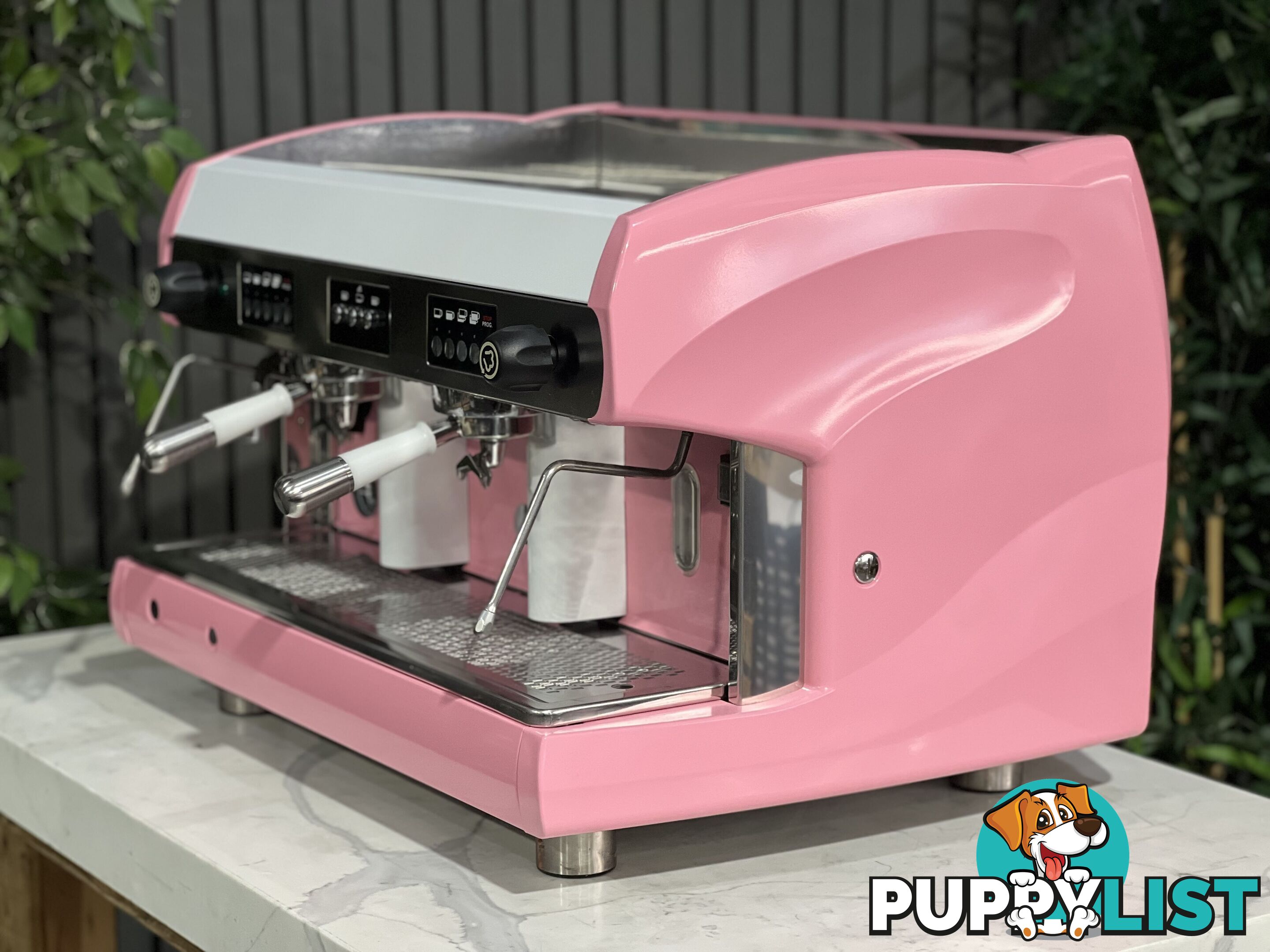 WEGA POLARIS 2 GROUP ESPRESSO COFFEE MACHINE HIGH CUP PINK & WHITE