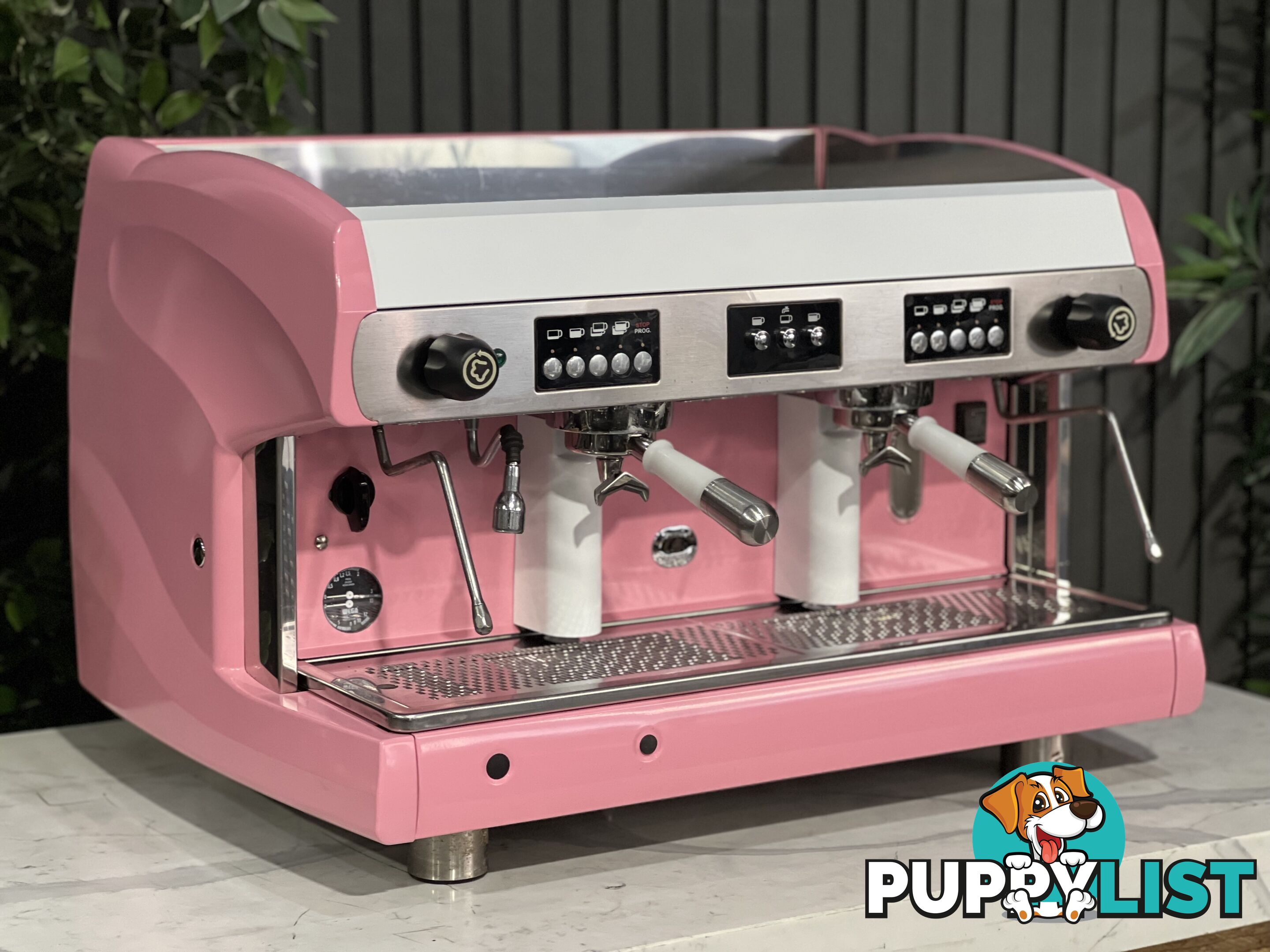 WEGA POLARIS 2 GROUP ESPRESSO COFFEE MACHINE HIGH CUP PINK & WHITE