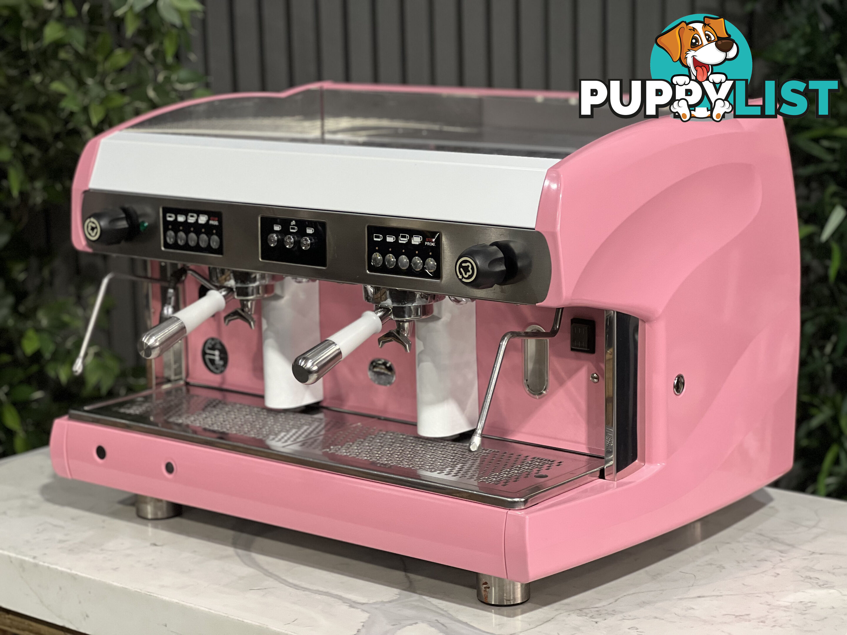 WEGA POLARIS 2 GROUP ESPRESSO COFFEE MACHINE HIGH CUP PINK & WHITE