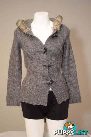 Miss Understood grey coat with fleece hoodie size 12