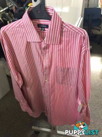 Gazman Men&#39;s Pink Striped Collared Long Sleeved Shirt