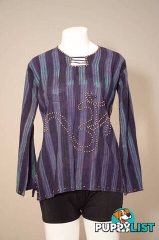 Ladies Purple/Green Beaded top- Size Small