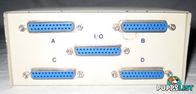 vintage data transfer switch box with 4 x DB25 ports for Commodore computers