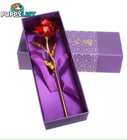 Handmade 24K Gold Plated Real Red Rose Flower Very Unique Gift