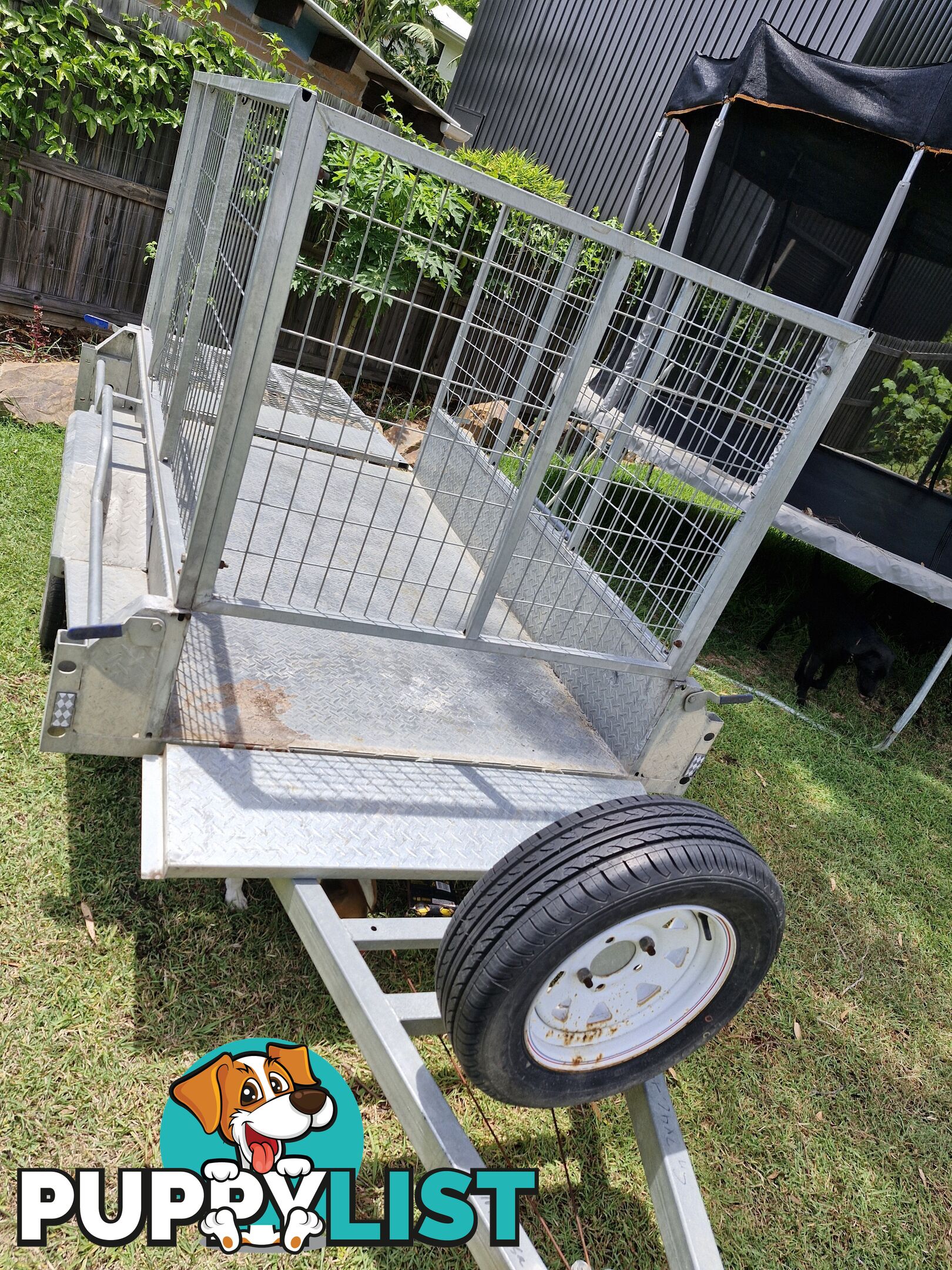 7ft x 4ft Box Caged with Ramp Galv Trailer