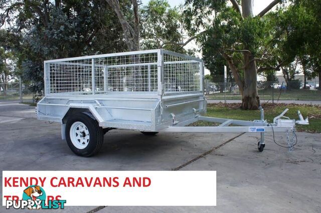 7x5 HEAVY DUTY HOT DIPPED GALVANISED SINGLE AXLE BRAKED BOX TRAILER WITH 600mm CAGE