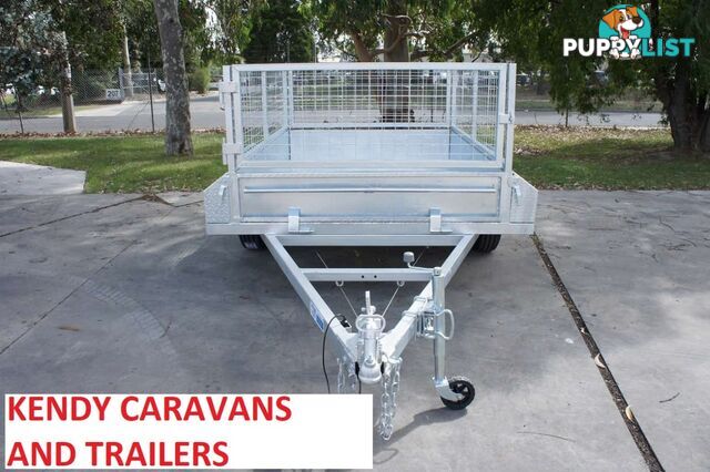 7x5 HEAVY DUTY HOT DIPPED GALVANISED SINGLE AXLE BRAKED BOX TRAILER WITH 600mm CAGE