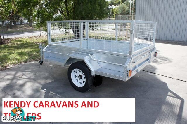 7x5 HEAVY DUTY HOT DIPPED GALVANISED SINGLE AXLE BRAKED BOX TRAILER WITH 600mm CAGE