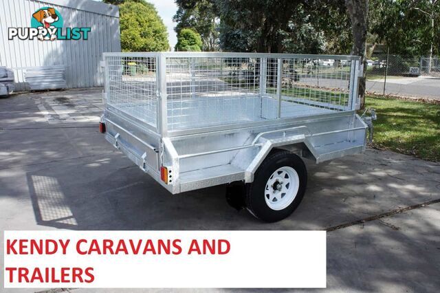 7x5 HEAVY DUTY HOT DIPPED GALVANISED SINGLE AXLE BRAKED BOX TRAILER WITH 600mm CAGE