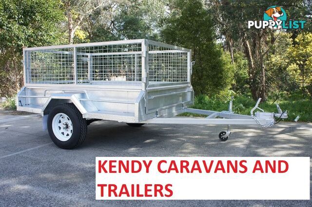 7x5 HEAVY DUTY HOT DIPPED GALVANISED SINGLE AXLE BRAKED BOX TRAILER WITH 600mm CAGE