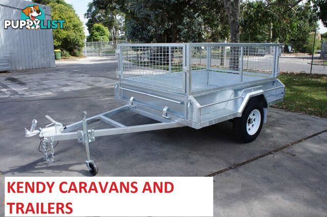 7x5 HEAVY DUTY HOT DIPPED GALVANISED SINGLE AXLE BRAKED BOX TRAILER WITH 600mm CAGE