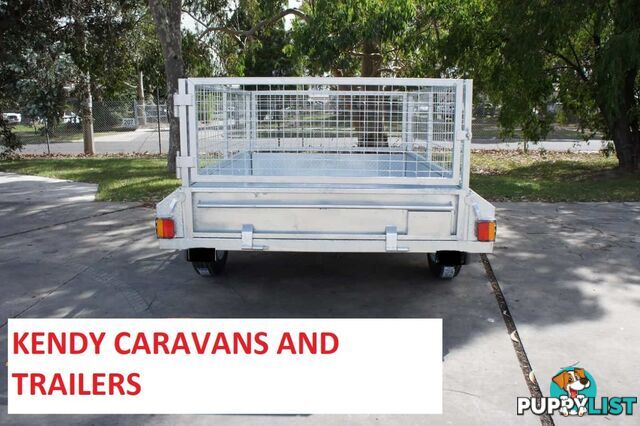 7x5 HEAVY DUTY HOT DIPPED GALVANISED SINGLE AXLE BRAKED BOX TRAILER WITH 600mm CAGE