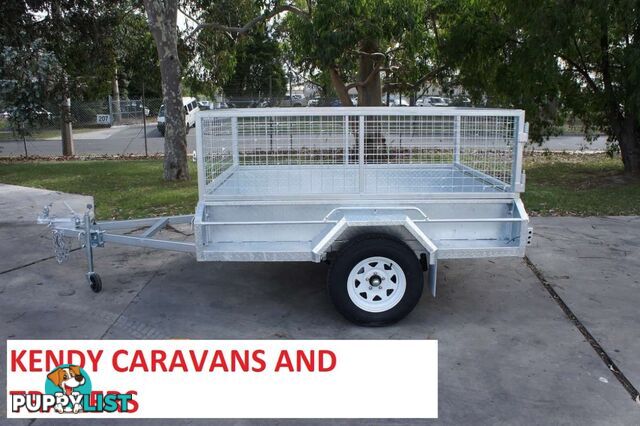 7x5 HEAVY DUTY HOT DIPPED GALVANISED SINGLE AXLE BRAKED BOX TRAILER WITH 600mm CAGE