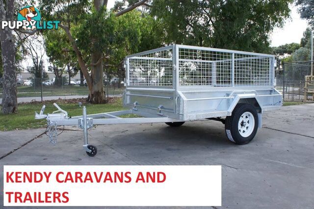 7x5 HEAVY DUTY HOT DIPPED GALVANISED SINGLE AXLE BRAKED BOX TRAILER WITH 600mm CAGE