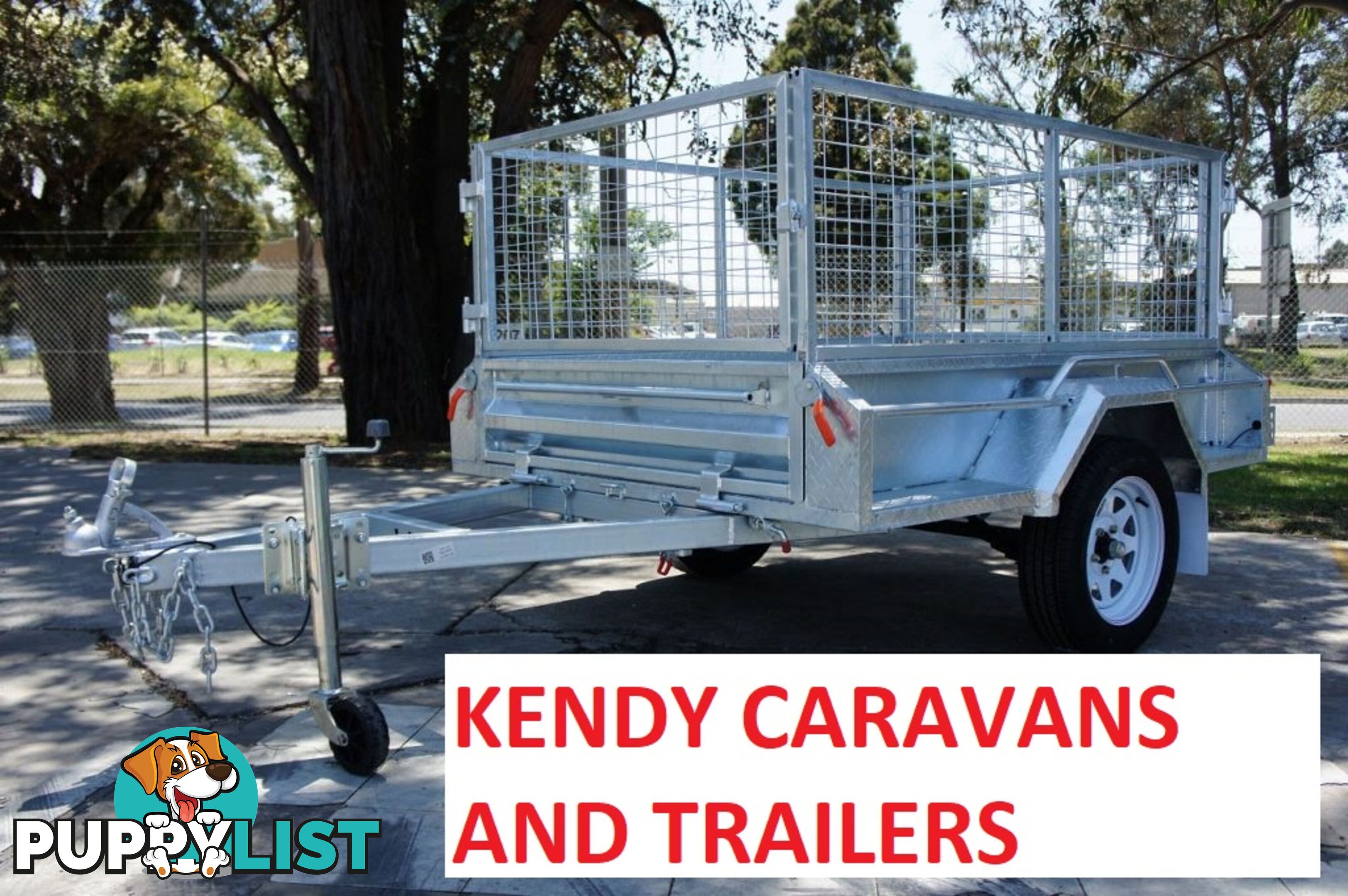 7 x 4 HEAVY DUTY HOT DIPPED GAL SINGLE AXLE BOX TRAILER WITH CAGE ATM 750 kg