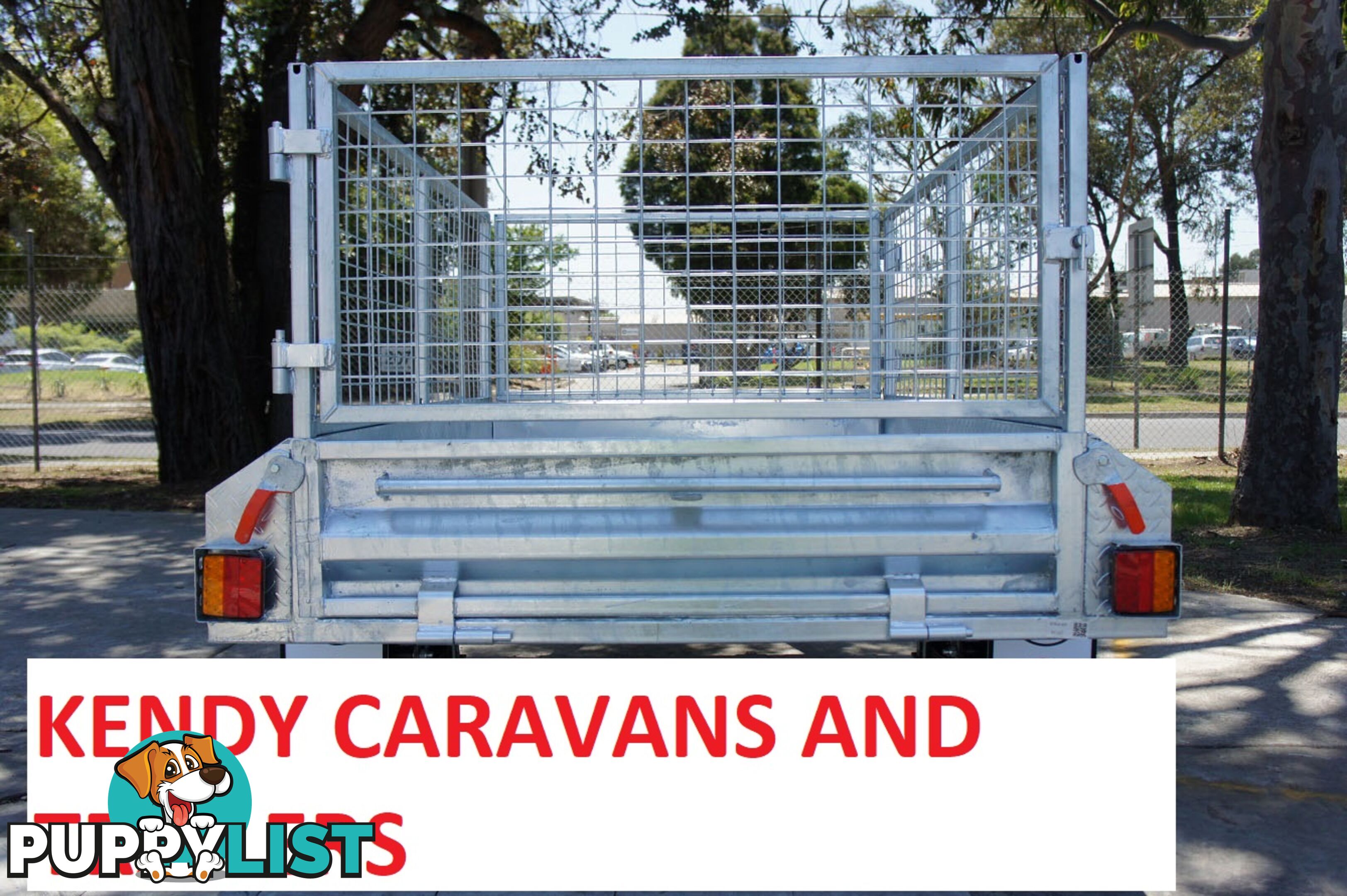 7 x 4 HEAVY DUTY HOT DIPPED GAL SINGLE AXLE BOX TRAILER WITH CAGE ATM 750 kg