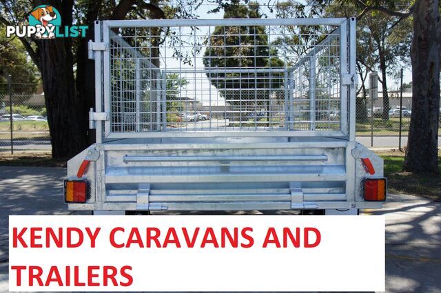 7 x 4 HEAVY DUTY HOT DIPPED GAL SINGLE AXLE BOX TRAILER WITH CAGE ATM 750 kg