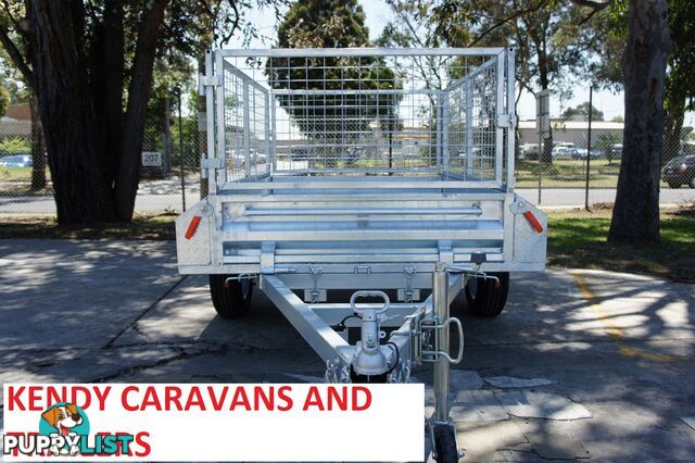 7 x 4 HEAVY DUTY HOT DIPPED GAL SINGLE AXLE BOX TRAILER WITH CAGE ATM 750 kg