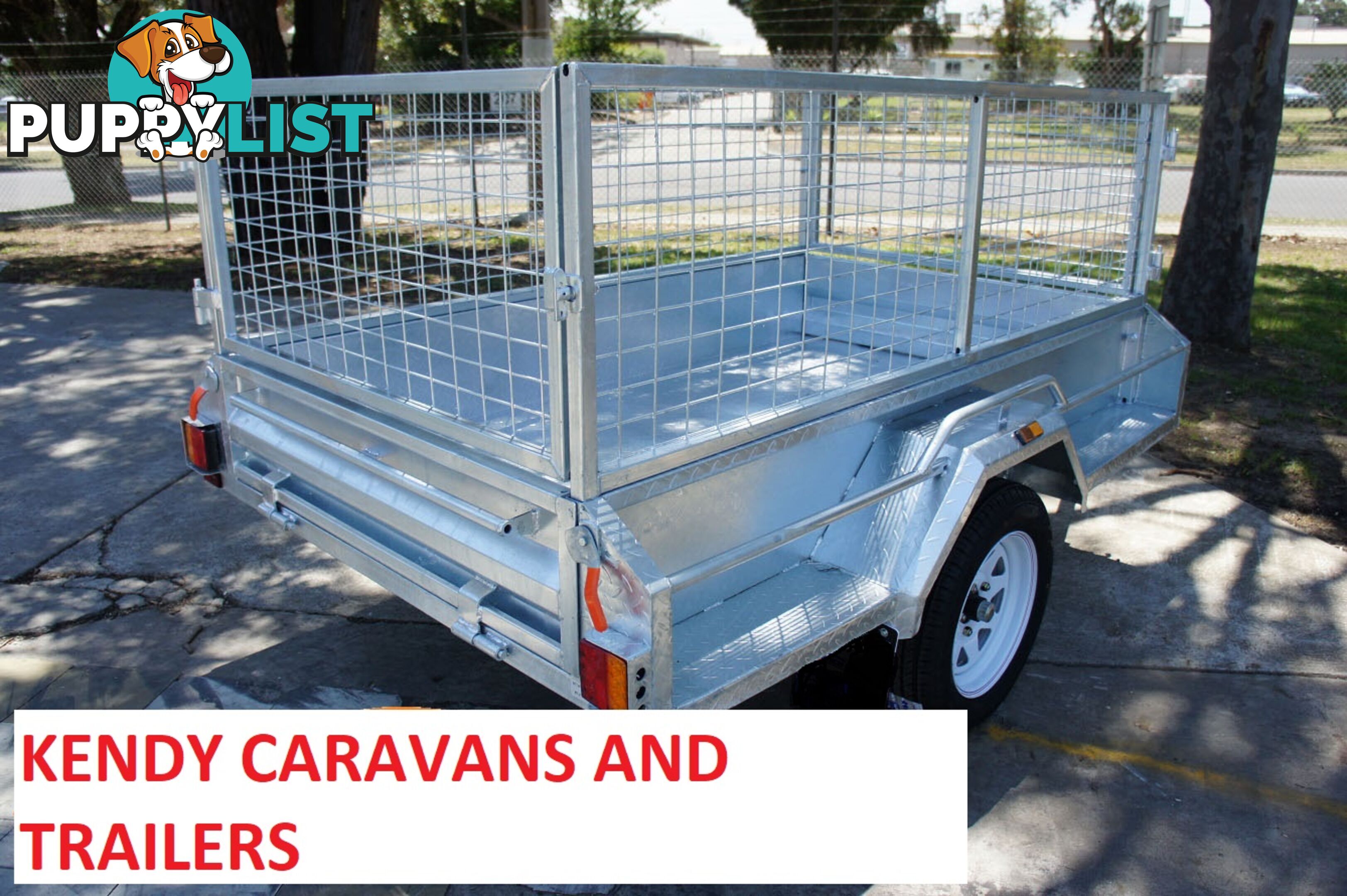 7 x 4 HEAVY DUTY HOT DIPPED GAL SINGLE AXLE BOX TRAILER WITH CAGE ATM 750 kg