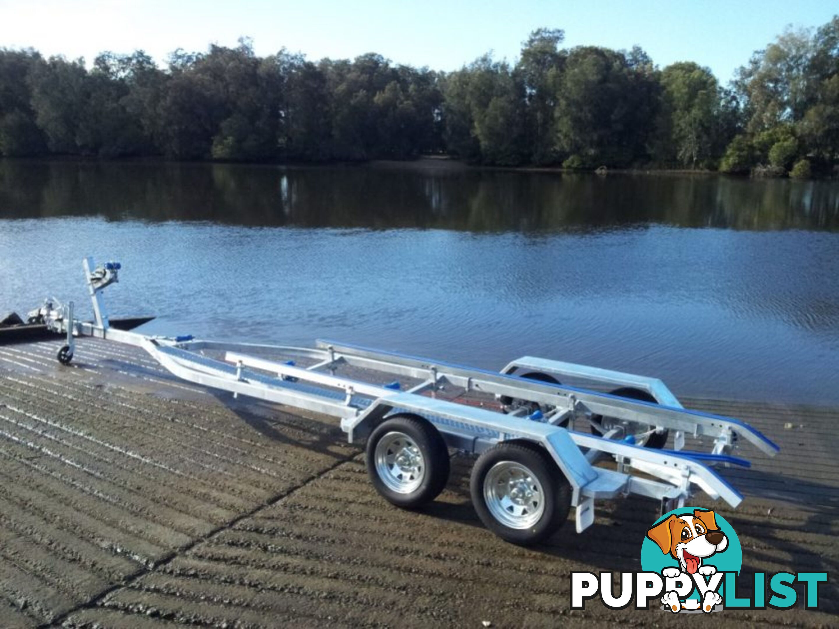 GAL BOAT TRAILER SUITS UP TO A 6.6 mt FIBERGLASS HULL TANDEM AXLE TARE 500 kg ATM 1999 kg BRAKED