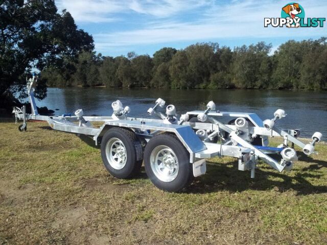 GAL BOAT TRAILER SUITS UP TO A 6.6 mt FIBERGLASS HULL TANDEM AXLE TARE 500 kg ATM 1999 kg BRAKED