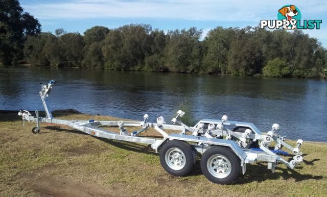 GAL BOAT TRAILER SUITS UP TO A 6.6 mt FIBERGLASS HULL TANDEM AXLE TARE 500 kg ATM 1999 kg BRAKED