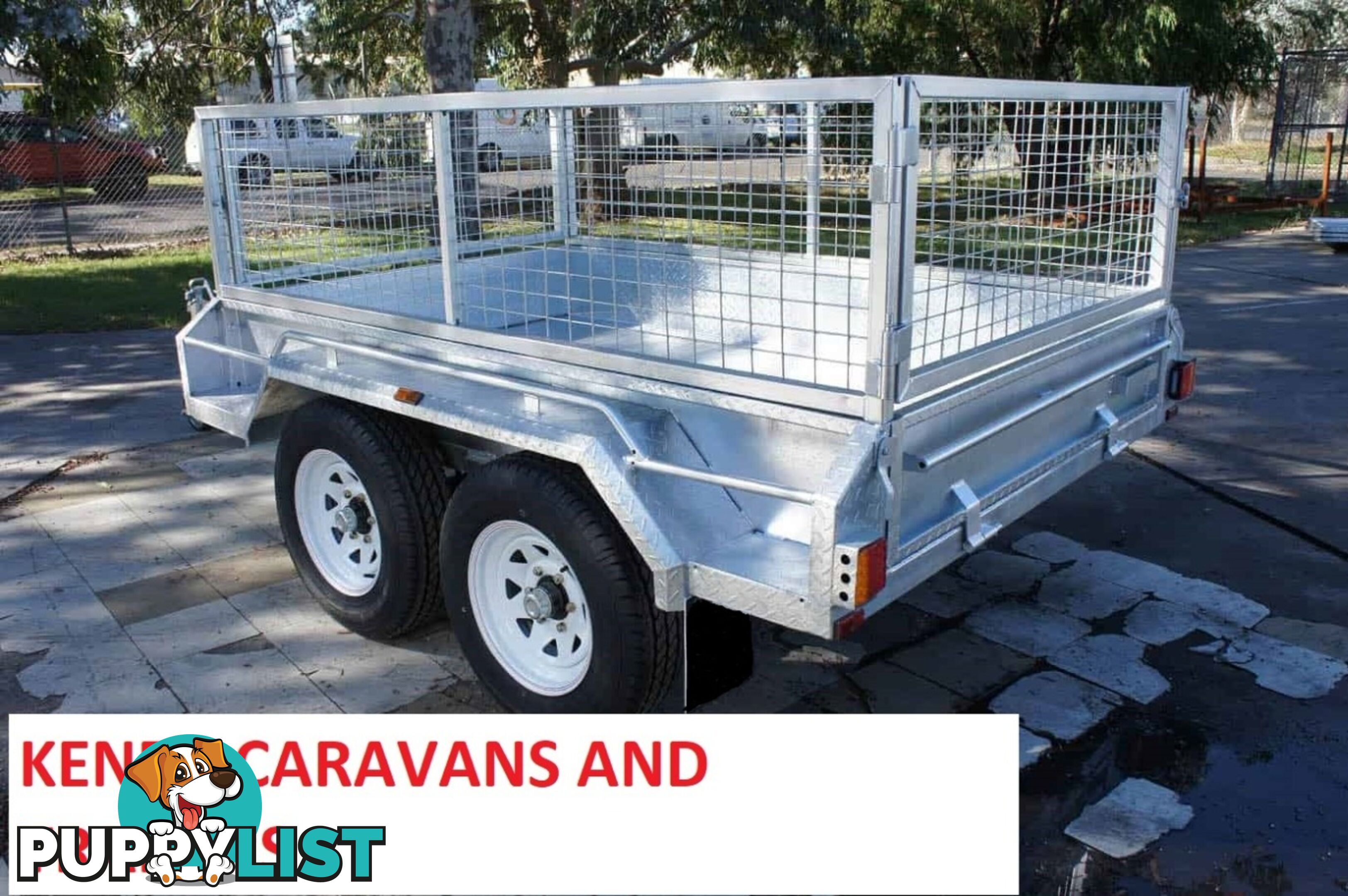 9 x 5 tandem axle (braked 3200kg) hot dipped galvanised H/duty box trailer with 600 mm cage  Feature