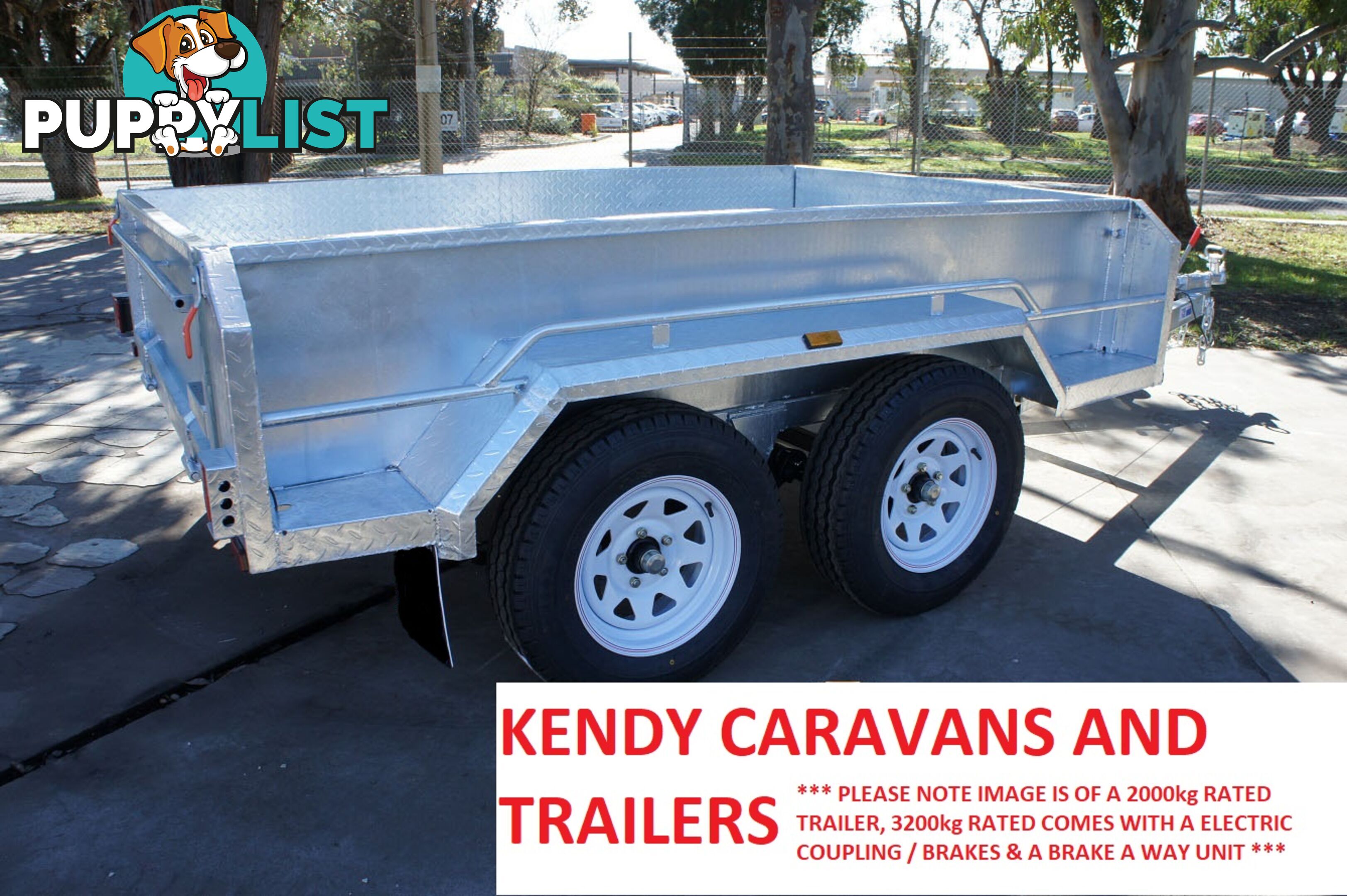 8 x 5 tandem axle (braked 3200kg) hot dipped galvanised H/duty box trailer high sided (cage not incl