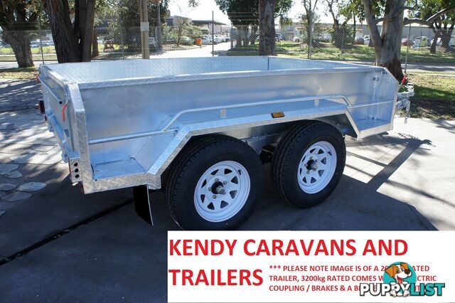 8 x 5 tandem axle (braked 3200kg) hot dipped galvanised H/duty box trailer high sided (cage not incl